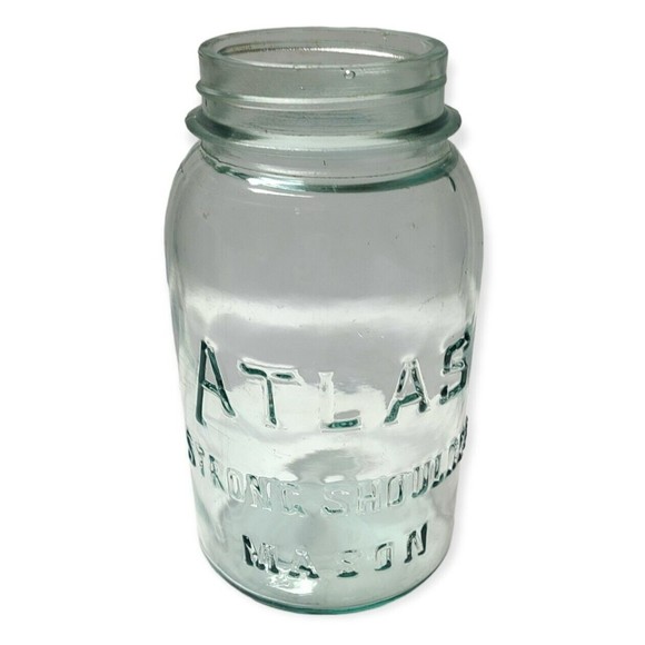 Other - Vintage Atlas Strong Shoulder 1 Quart Mason Clear Glass Canning Jar No Lid